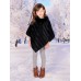 Kids Soft Faux Fur Poncho W/  Weave Pattern and Faux Fur Neckline (3-7 Years Old) 